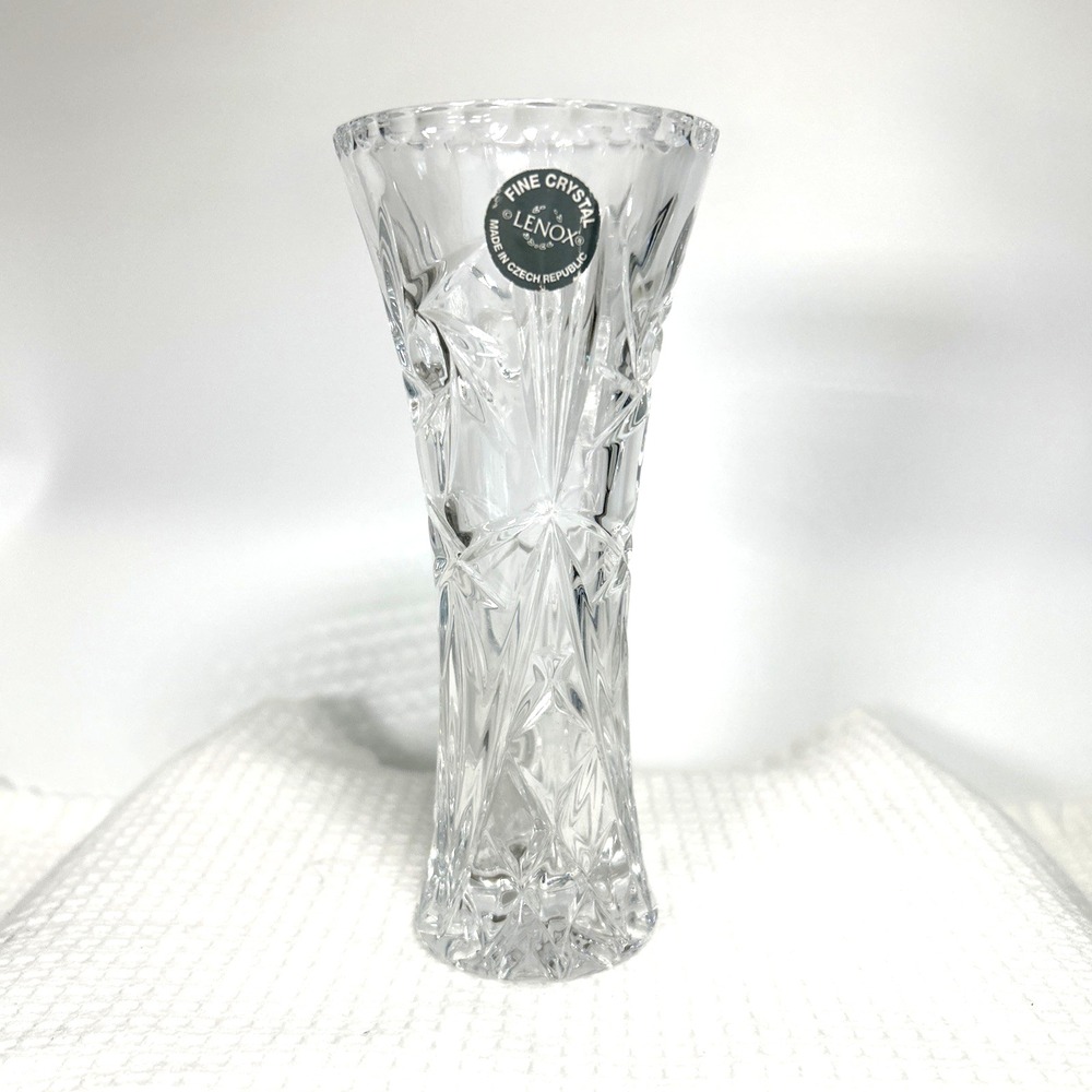 Lenox Fine Crystal Star Bud Vase 6" Tall Flared Rim Classic Clear